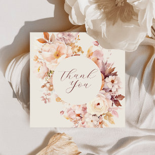Creme Vintage Blumen Herbst Babyparty Dankeskarte