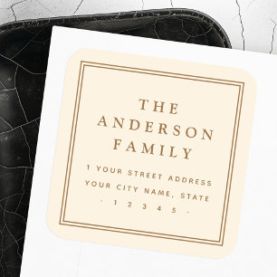 Creme von hellgelber Rücksendeadresse Quadratischer Aufkleber