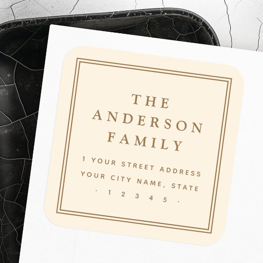 Creme von hellgelber Rücksendeadresse Quadratischer Aufkleber