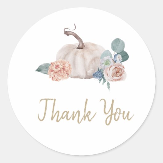 Creme Wasserfarbe Kürbis Blütendusche Runder Aufkleber (Vorderseite)