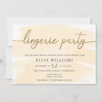 Creme Watercolor Gold Lingerie Party Brautparty