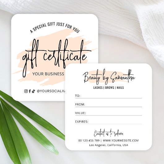 Creme Watercolor Moderner Friseur Geschenkkarte Quadratische Visitenkarte