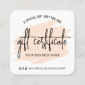 Creme Watercolor Moderner Friseur Geschenkkarte Quadratische Visitenkarte (Vorderseite)