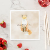 Creme Watercolor Orange Fox Serviette (Beispiel)