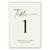 Creme Wedding Rezeption Minimalistische Tischnumme Tischnummer (Vorderseite)