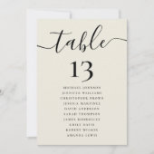 Creme Wedding Tischnummer mit Seetabelle (Vorderseite)