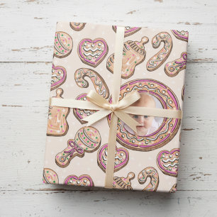Creme-Weihnachts-Gingerbread-Cookies-Babys Foto Geschenkpapier