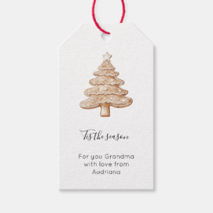 Creme-Weihnachtsbaum aus Ingwerbrot mit Stern Geschenkanhänger