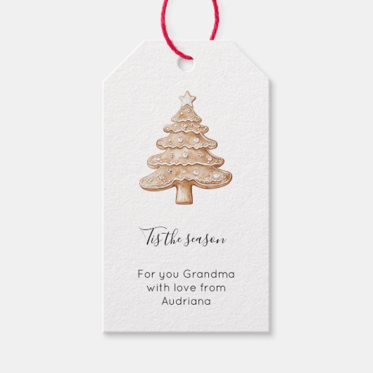 Creme-Weihnachtsbaum aus Ingwerbrot mit Stern Geschenkanhänger (Vorderseite)
