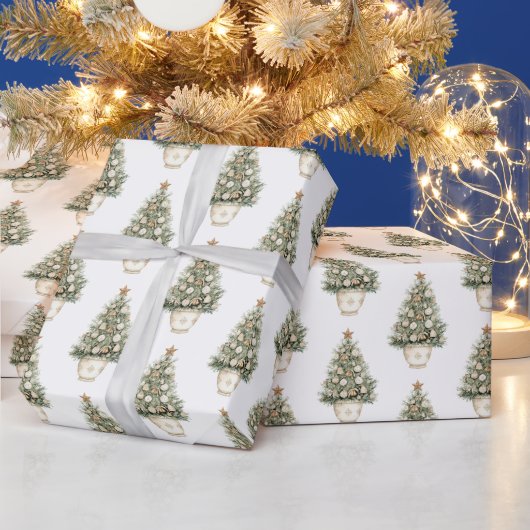 Creme-Weihnachtsbaum-Ornament Geschenkpapier (Feiertage)