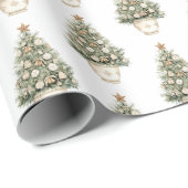 Creme-Weihnachtsbaum-Ornament Geschenkpapier (Rolleneckpunkt)