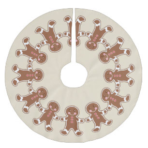 Creme-Weihnachtsbaumrock mit Ingwerbrotjungen Polyester Weihnachtsbaumdecke