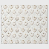 Creme-Weihnachtsherz-Ornamente Geschenkpapier (Flach)