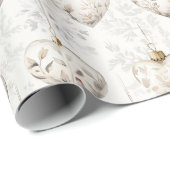 Creme-Weihnachtsherz-Ornamente Geschenkpapier (Rolleneckpunkt)