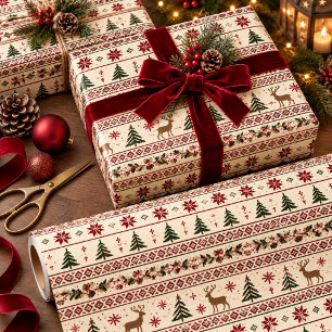 Creme-Weihnachtspapier im nordischen Stil Geschenkpapier