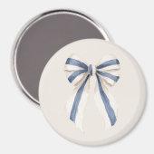 Creme Weiß Blau gestreifte Schleife Magnet (Vorderseite/Rückseite)