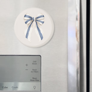 Creme Weiß Blau gestreifte Schleife Magnet