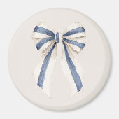 Creme Weiß Blau gestreifte Schleife Magnet (Vorne)