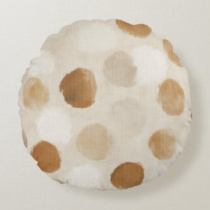 Creme Weiß Braune Punkte Babyparty Rundes Kissen