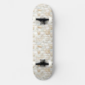 Creme Weiß Graue Faux Steine   Skateboard (Vorderseite)