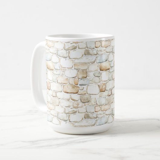 Creme Weiß Graue Kunststeine Kaffeetasse (Vorderseite Links)
