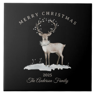 Creme Weiße Rentiere Weihnachtsgeschenk Fliese