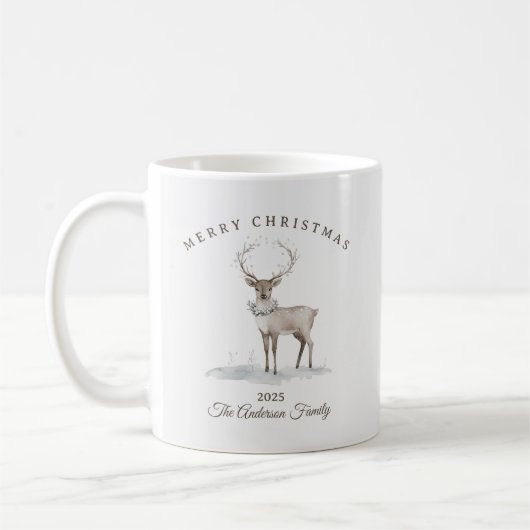 Creme Weiße Rentiere Weihnachtsgeschenk Kaffeetasse (Links)