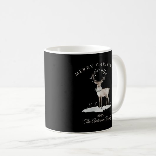 Creme Weiße Rentiere Weihnachtsgeschenk Kaffeetasse (VorderseiteRechts)