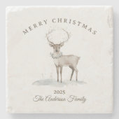 Creme Weiße Rentiere Weihnachtsgeschenk Steinuntersetzer (Vorderseite)