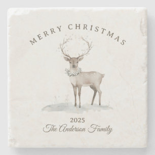 Creme Weiße Rentiere Weihnachtsgeschenk Steinuntersetzer