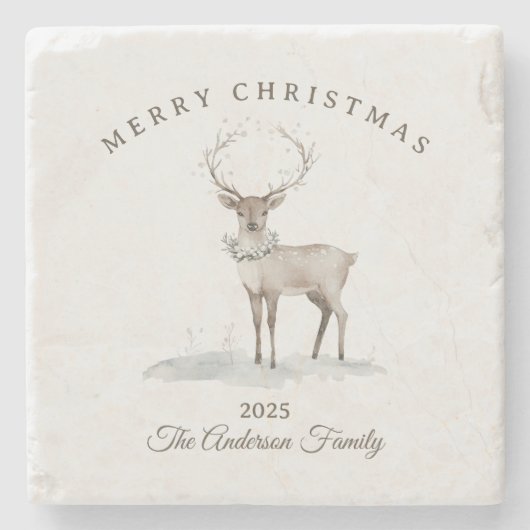 Creme Weiße Rentiere Weihnachtsgeschenk Steinuntersetzer (Vorderseite)