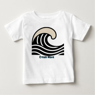 Crème-Wellenkamm auf Schwarz – Minimale Ozean-Lini Baby T-shirt