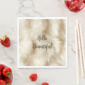 Creme White Animal Fell Serviette (Beispiel)