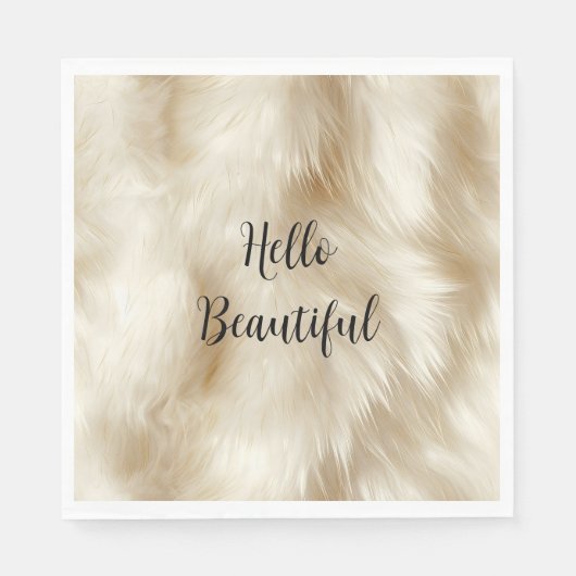 Creme White Animal Fell Serviette (Vorderseite)