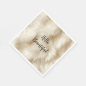 Creme White Animal Fell Serviette (Ecke)