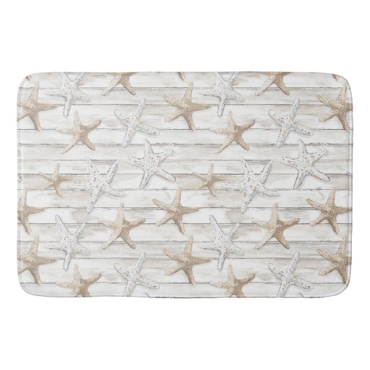 Creme White Beach Starfish Badematte (Vorderseite)