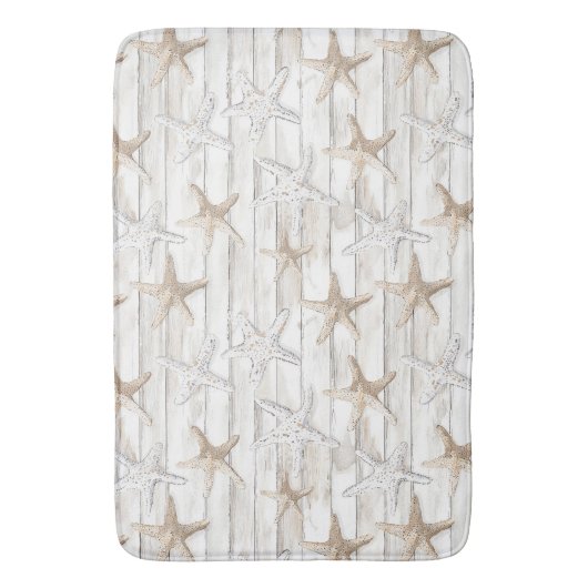 Creme White Beach Starfish Badematte (Vorderseite Vertikal)