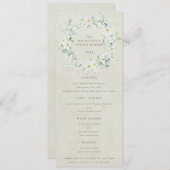 Creme White Floral Oaster Kranz Flat 4 Course Menükarte (Vorne/Hinten)