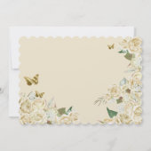 Creme White Gold Rose Blütenschmetterling Quincean Einladung (Rückseite)