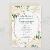 Creme White Gold Rose Nur geometrischer Empfang | Einladung (Vorne/Hinten)