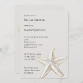 Creme White Gold Starfish Beach Brautparty Einladung (Vorne/Hinten)