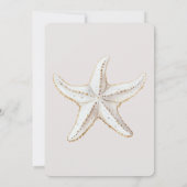 Creme White Gold Starfish Beach Brautparty Einladung (Rückseite)