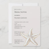 Creme White Gold Starfish Beach Brautparty Einladung (Vorderseite)