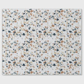 Creme White Modern Terrazzo Texturmuster Geschenkpapier (Flach)
