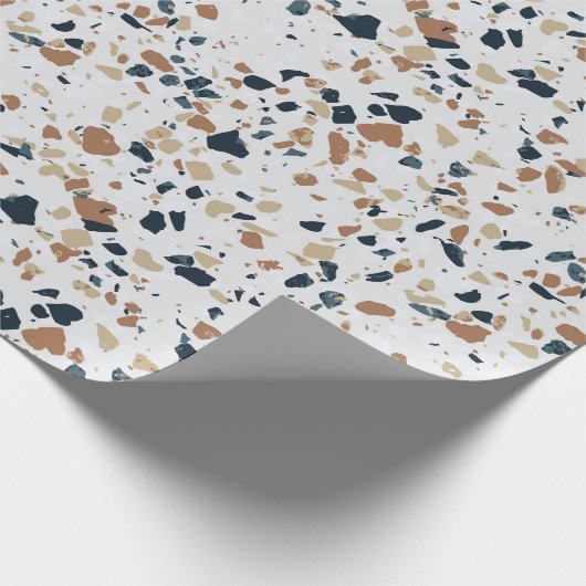 Creme White Modern Terrazzo Texturmuster Geschenkpapier (Ecke)