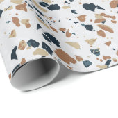 Creme White Modern Terrazzo Texturmuster Geschenkpapier (Rolleneckpunkt)