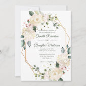 Creme White Pink Floral Geometric Wedding | Einladung (Vorderseite)