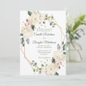 Creme White Pink Floral Geometric Wedding | Einladung (Stehend Vorderseite)