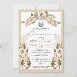 Creme White Roses Western Charro Quinceanera Einladung
