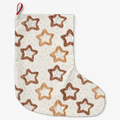 Creme White Stars Weihnachten Großer Weihnachtsstrumpf (Vorderseite)